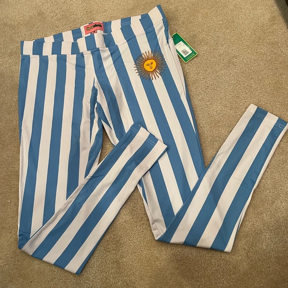 NWT Tipsy Elves Woman’s Striped Argentina Leggings Size L - Picture 1 of 3